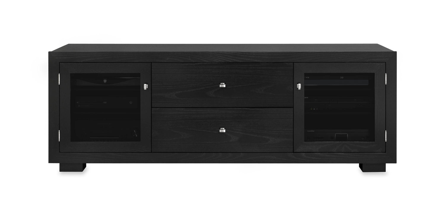 Haven Solid Wood Media Console - with dovetail media storage drawers - Black Ash - 72" Wide - Made in the USA