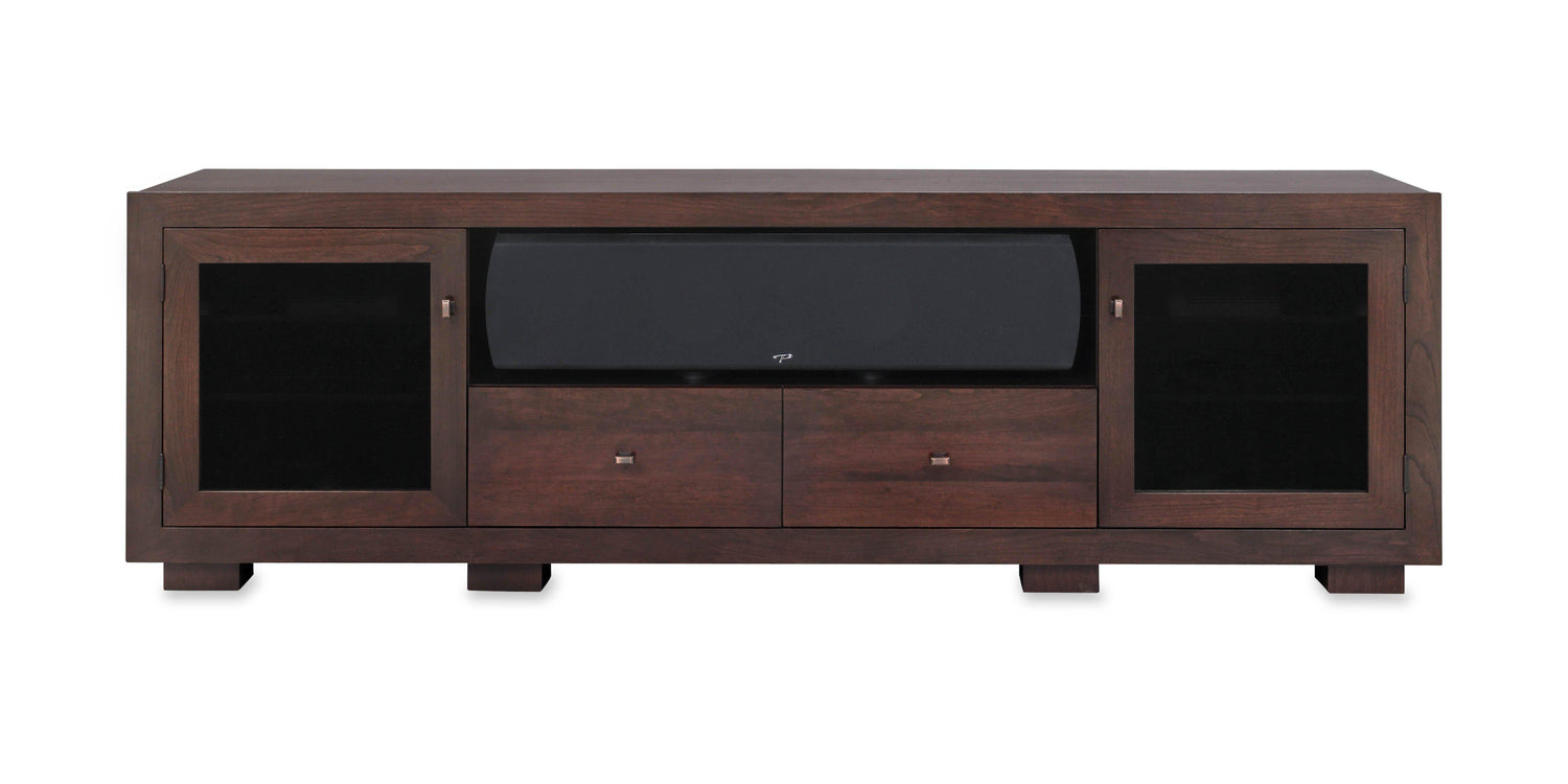 Haven Solid Wood Media Console - with dovetail media storage drawers - Espresso Cherry - 82" Wide - Made in the USA