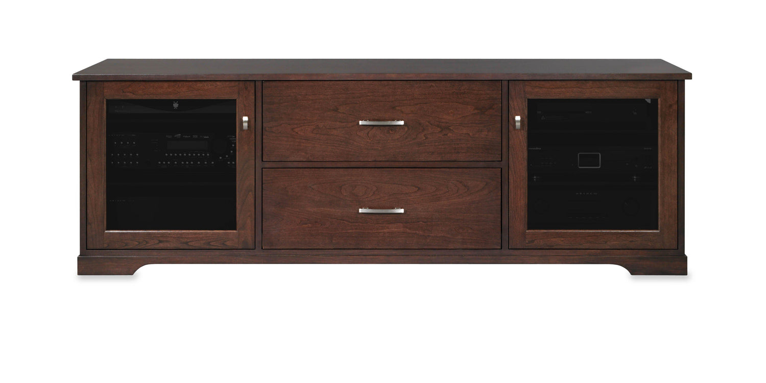 Horizon Solid Wood Media Console - with dovetail media storage drawers - Espresso Cherry - 72" Wide - Made in the USA