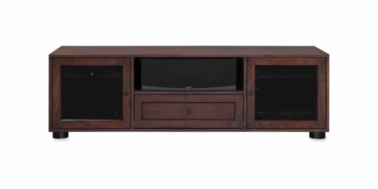 Majestic Solid Wood Media Console - with center speak shelf and dovetail media storage drawers - Espresso Cherry - 70" Wide - Made in the USA