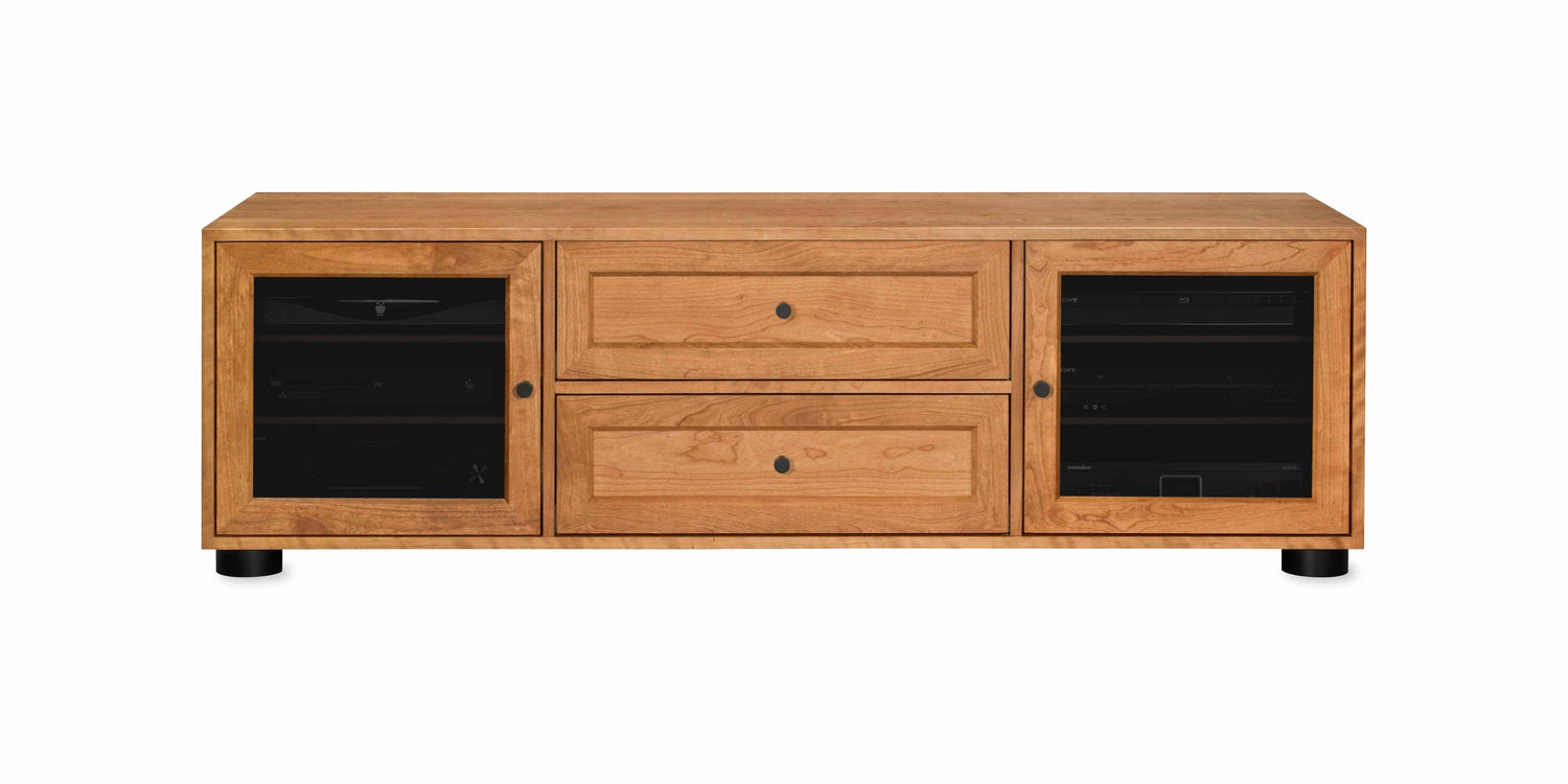 Majestic Solid Wood Media Console - with dovetail media storage drawers - Natural Cherry - 70" Wide - Made in the USA