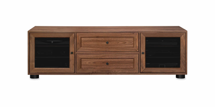 Majestic Solid Wood Media Console - with dovetail media storage drawers - Natural Walnut - 70" Wide - Made in the USA