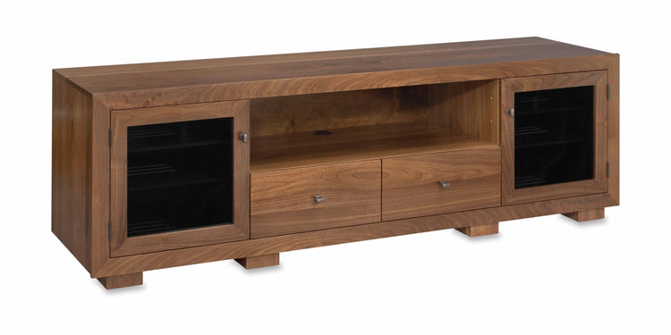 Haven Solid Wood Media Console - Natural Walnut - Large Center Channel Speaker Shelf