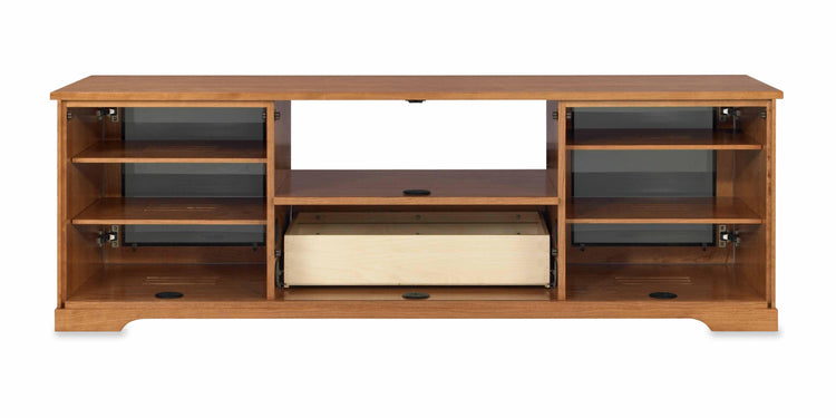 Horizon Solid Wood Media Console - Removable Back Panels- Natural Cherry - Made in USA - Wire Management