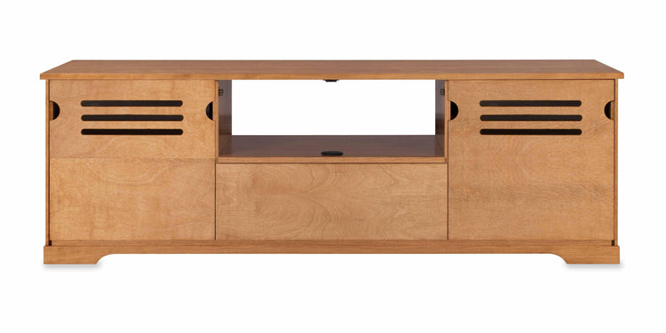Horizon Solid Wood Media Console - Removable Back Panels- Natural Cherry - Made in USA - Rear Ported Speaker Support