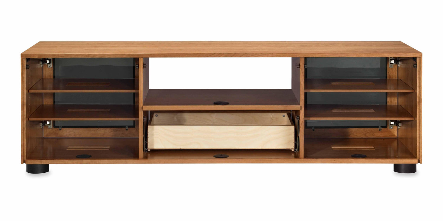 Majestic Solid Wood Media Console - Removable Back Panels - Natural Cherry - Made in USA