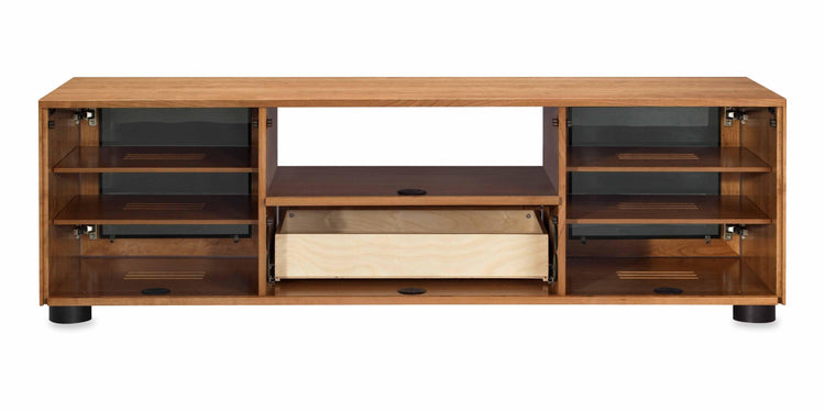 Majestic Solid Wood Media Console - Removable Back Panels - Natural Cherry - Made in USA