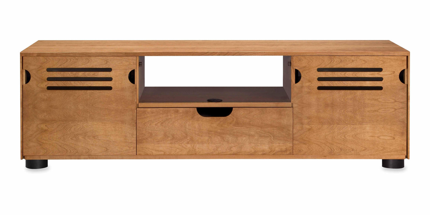 Majestic Solid Wood Media Console - Removable Back Panels - Natural Cherry - Made in USA - Rear-ported Center Channel Speaker Support