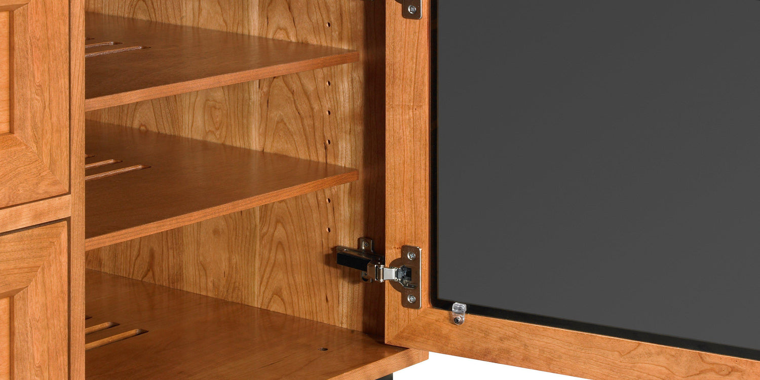 Majestic Solid Wood Media Console - euro hinges, adjustable shelves - Made in the USA