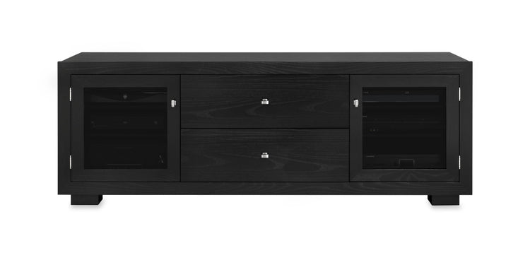 Haven Solid Wood Media Console - with dovetail media storage drawers - Black Ash - 72" Wide - Made in the USA