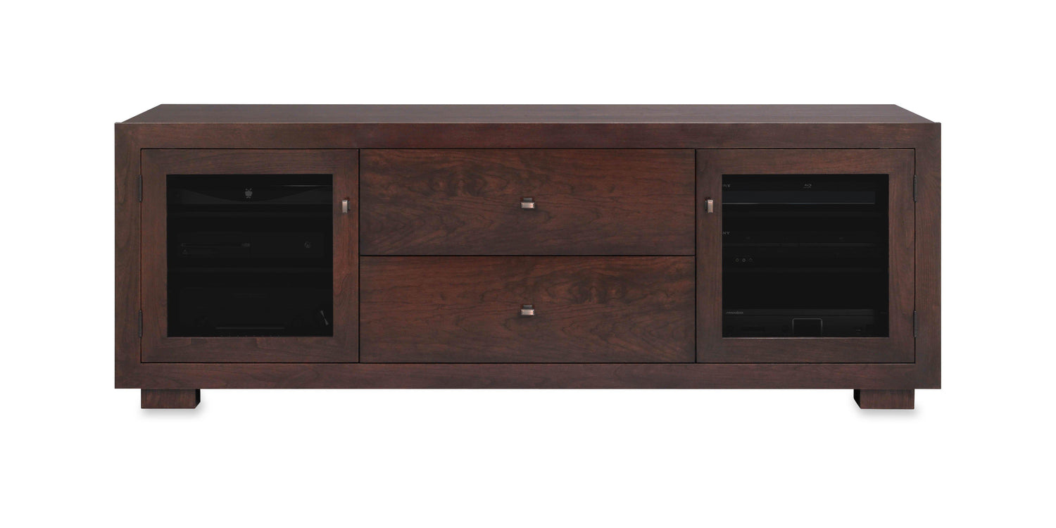 Haven Solid Wood Media Console - with dovetail media storage drawers - Espresso Cherry - 72" Wide - Made in the USA