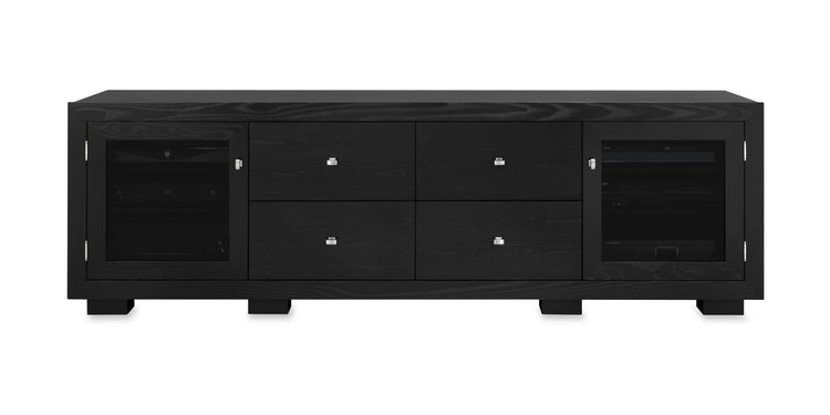 Haven Solid Wood Media Console - with dovetail media storage drawers - Black Ash - 82" Wide - Made in the USA
