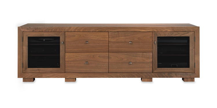 Haven Solid Wood Media Console - with dovetail media storage drawers - Natural Walnut - 82" Wide - Made in the USA