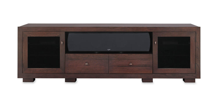 Haven Solid Wood Media Console - with dovetail media storage drawers - Espresso Cherry - 82" Wide - Made in the USA