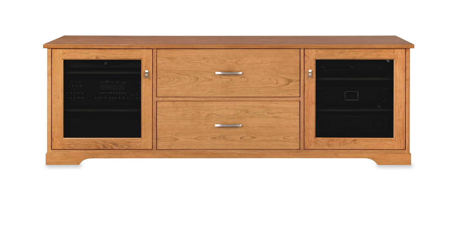Horizon Solid Wood Media Console - with dovetail media storage drawers - Natural Cherry - 72" Wide - Made in the USA