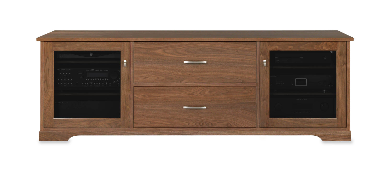 Horizon Solid Wood Media Console - with dovetail media storage drawers - Natural Walnut - 72" Wide - Made in the USA