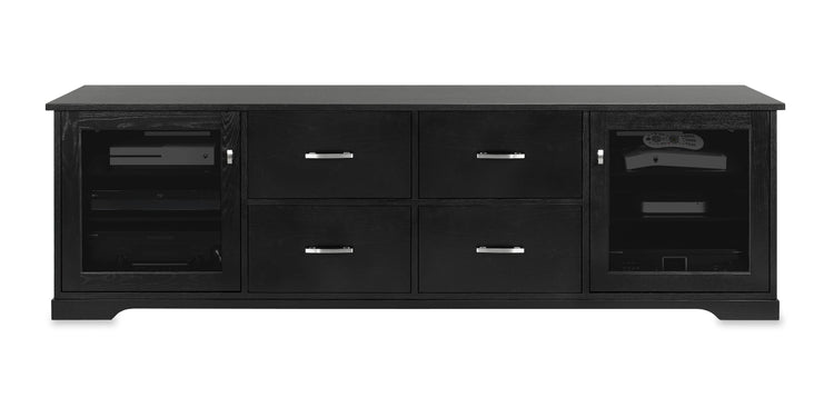 Horizon Solid Wood Media Console - with dovetail media storage drawers - Black Ash - 82" Wide - Made in the USA