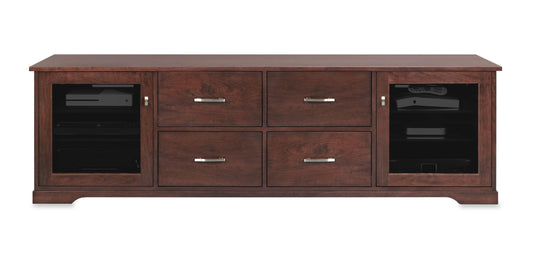 Horizon Solid Wood Media Console - with dovetail media storage drawers - Espresso Cherry - 82" Wide - Made in the USA