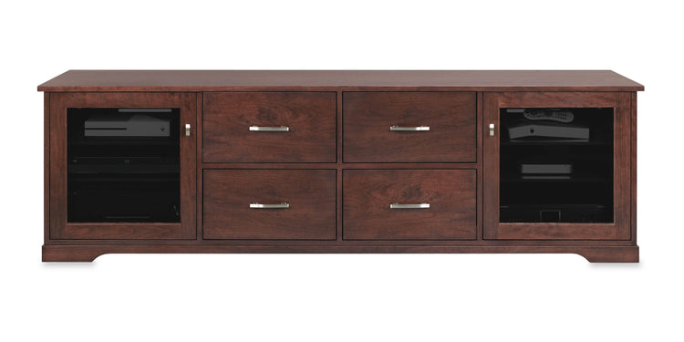Horizon Solid Wood Media Console - with dovetail media storage drawers - Espresso Cherry - 82" Wide - Made in the USA