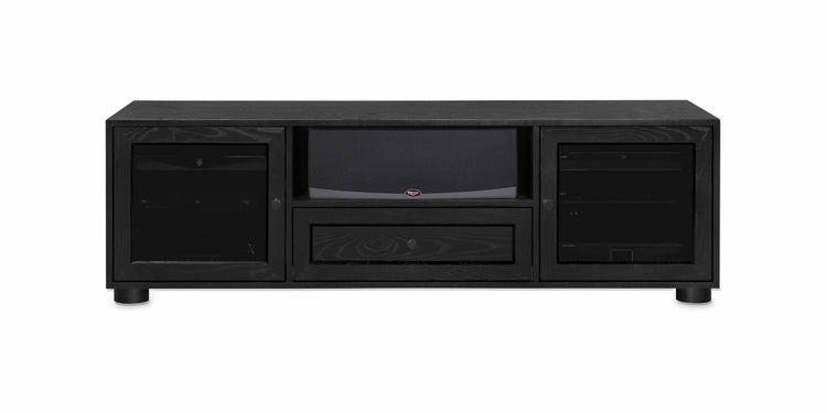 Majestic Solid Wood Media Console - with center speak shelf and dovetail media storage drawers - Black Ash - 70" Wide - Made in the USA