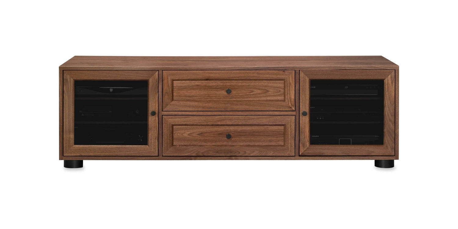 Majestic Solid Wood Media Console - with dovetail media storage drawers - Natural Walnut - 70" Wide - Made in the USA