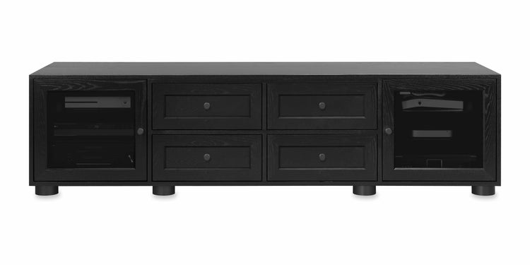 Majestic Solid Wood Media Console - with dovetail media storage drawers - Black Ash - 82" Wide - Made in the USA