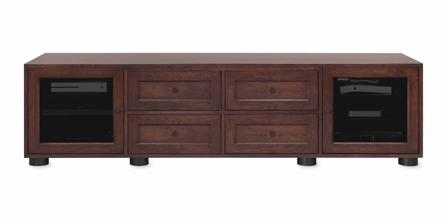 Majestic Solid Wood Media Console - with dovetail media storage drawers - Espresso Cherry - 82" Wide - Made in the USA
