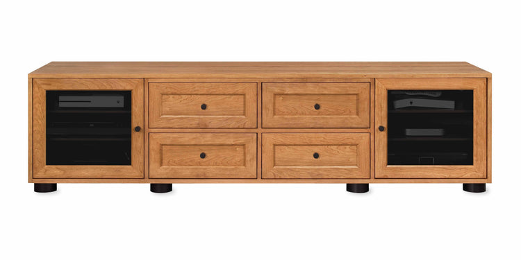 Majestic Solid Wood Media Console - with dovetail media storage drawers - Natural Cherry - 82" Wide - Made in the USA