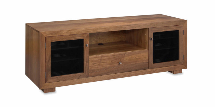 Haven Solid Wood Media Console - Natural Walnut - Large Center Channel Speaker Shelf