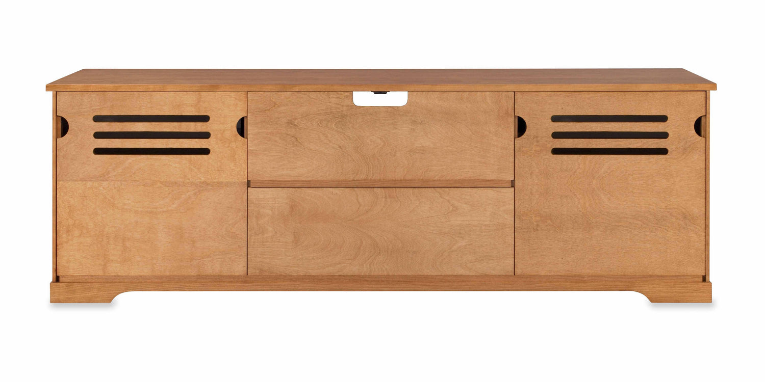 Horizon Solid Wood Media Console - Removable Back Panels- Natural Cherry - Made in USA
