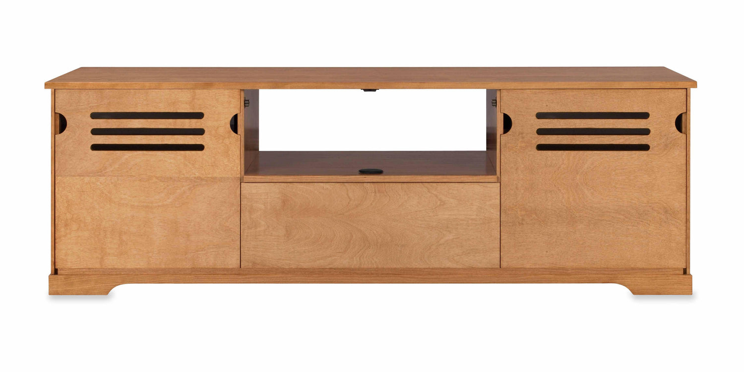 Horizon Solid Wood Media Console - Removable Back Panels- Natural Cherry - Made in USA - Rear Ported Speaker Support