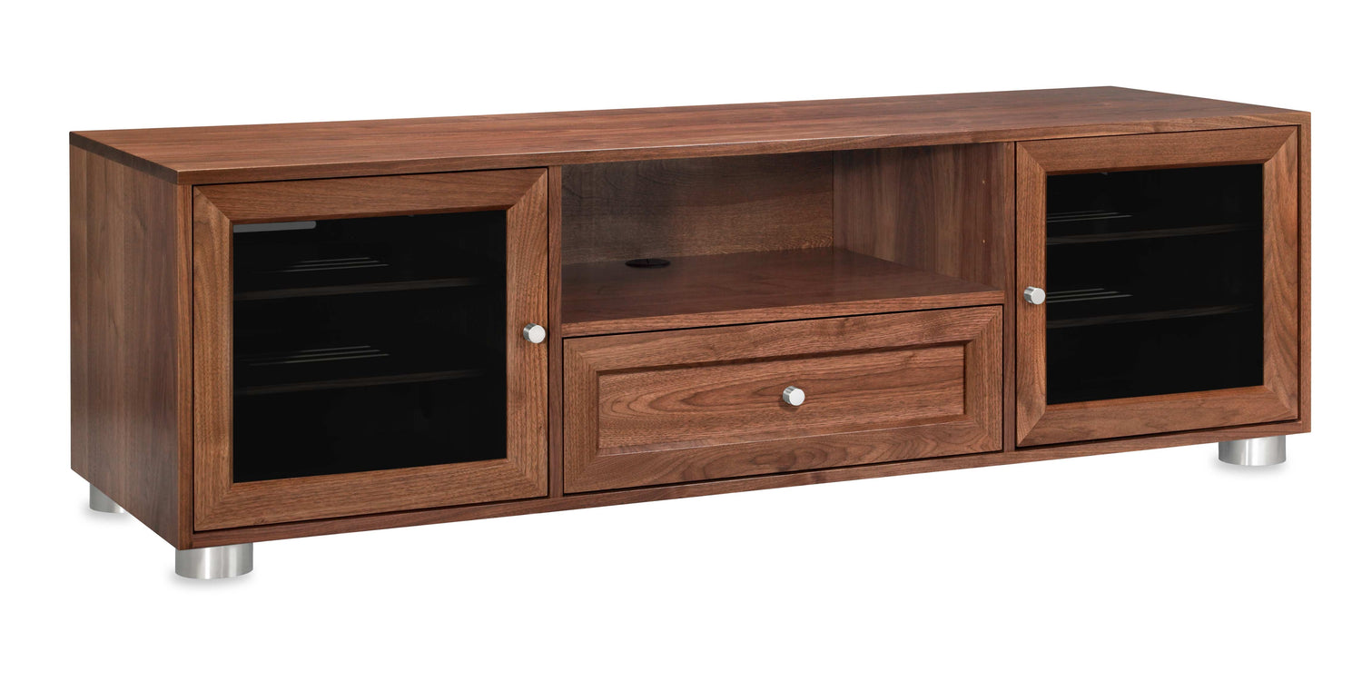 Majestic Solid Wood Media Console - Natural Walnut with Nickel Hardware - Made in the USA