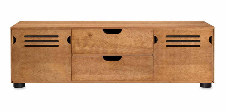 Majestic Solid Wood Media Console - Removable Back Panels - Natural Cherry - Made in USA