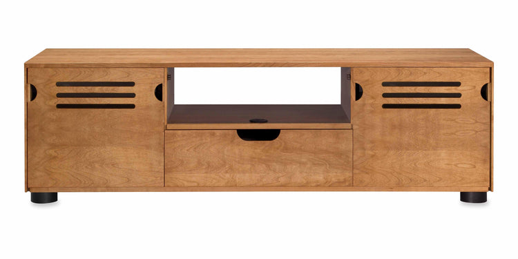 Majestic Solid Wood Media Console - Removable Back Panels - Natural Cherry - Made in USA - Rear-ported Center Channel Speaker Support