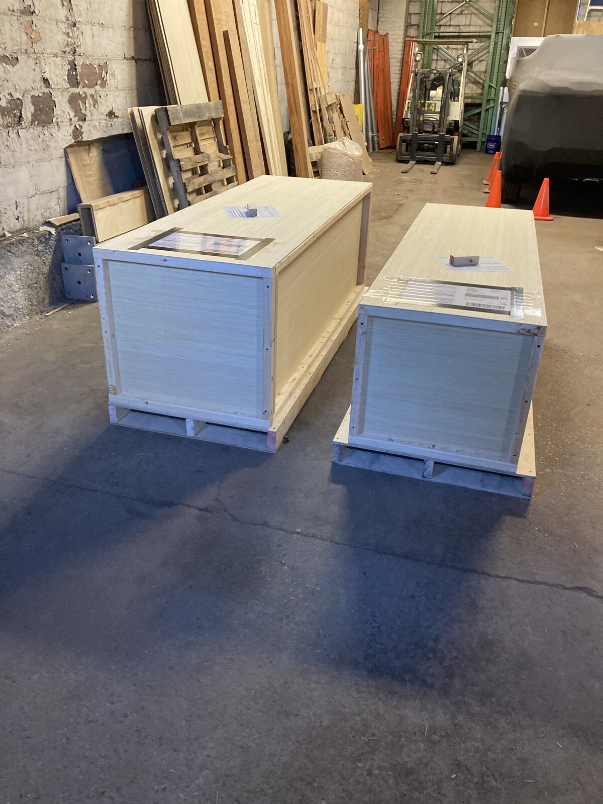 A B&A solid wood media console in a customer's home