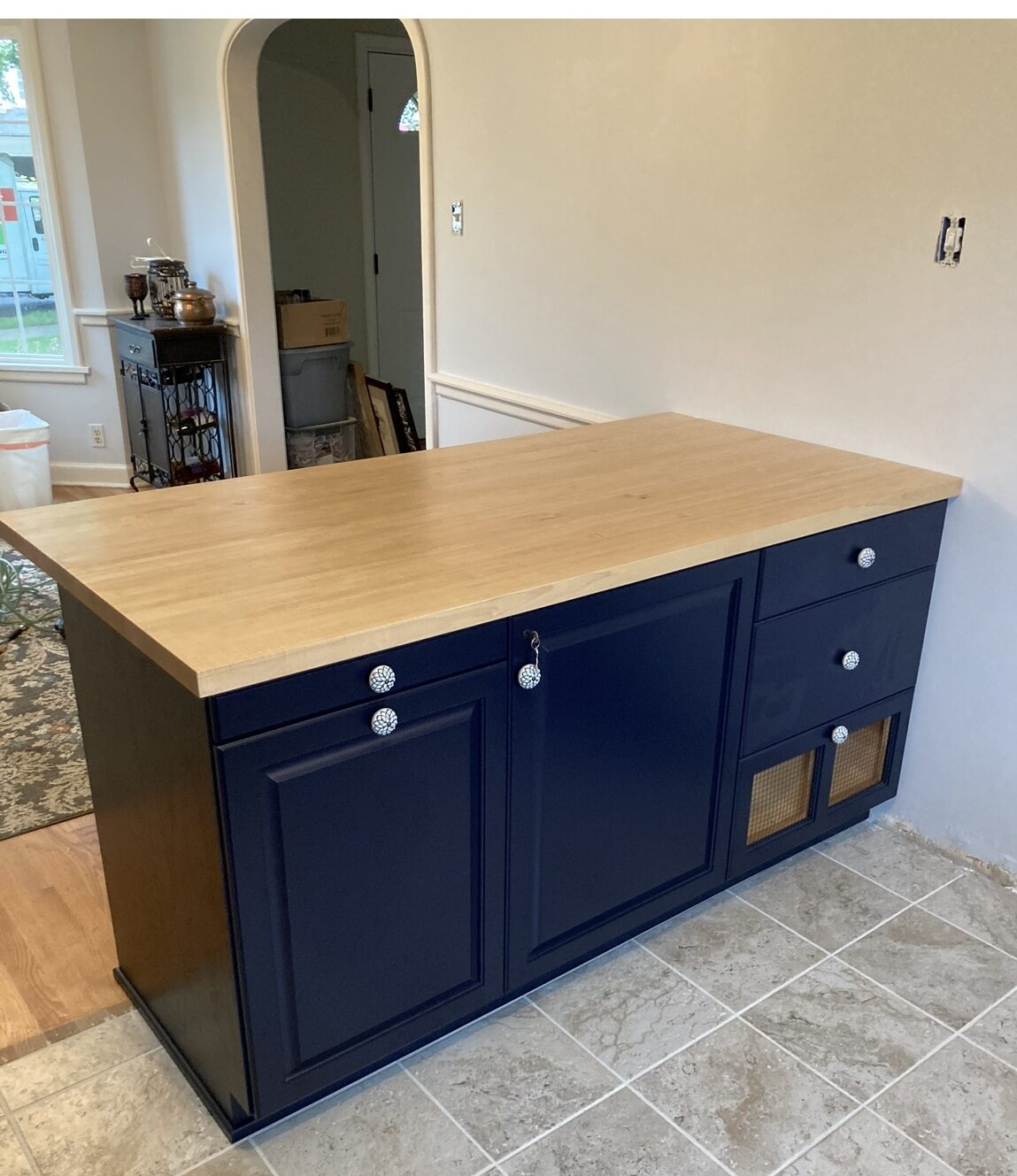 A B&A solid wood media console in a customer's home